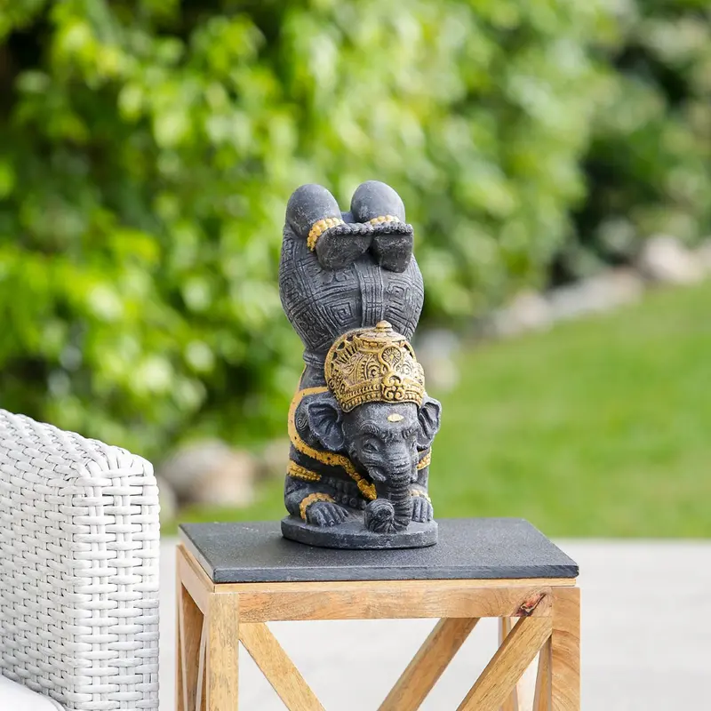 Yoga Ganesha Grey Volcanic Ash Set of 2 By Garden Age Supply