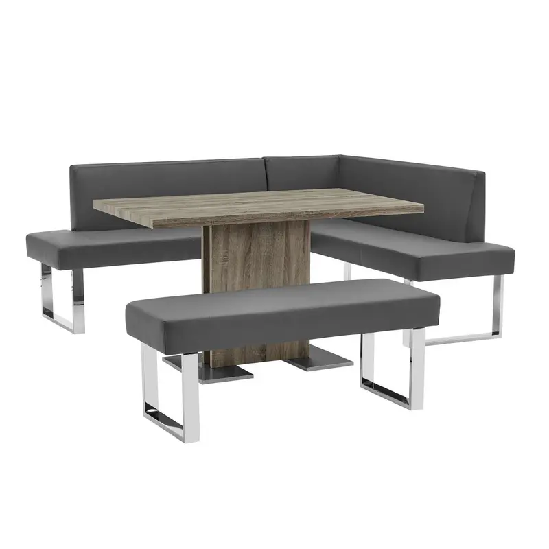 Zenith and Amanda 3 Piece Gray Rectangular Dining Set By Armen Living