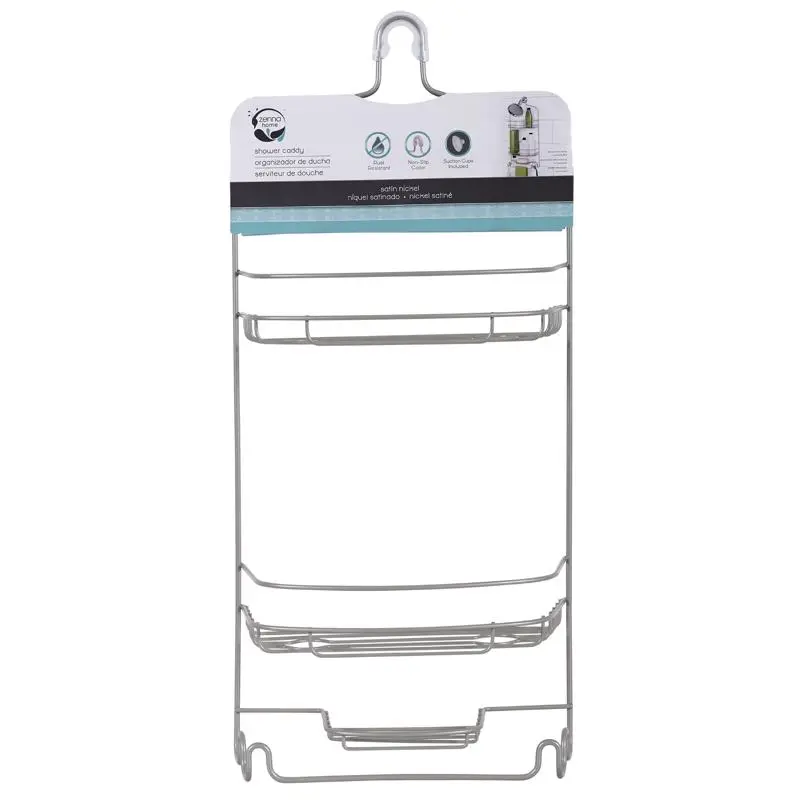 Zenna Home 24 in. H X 8 in. W X 5 in. L Satin Nickel Shower Caddy