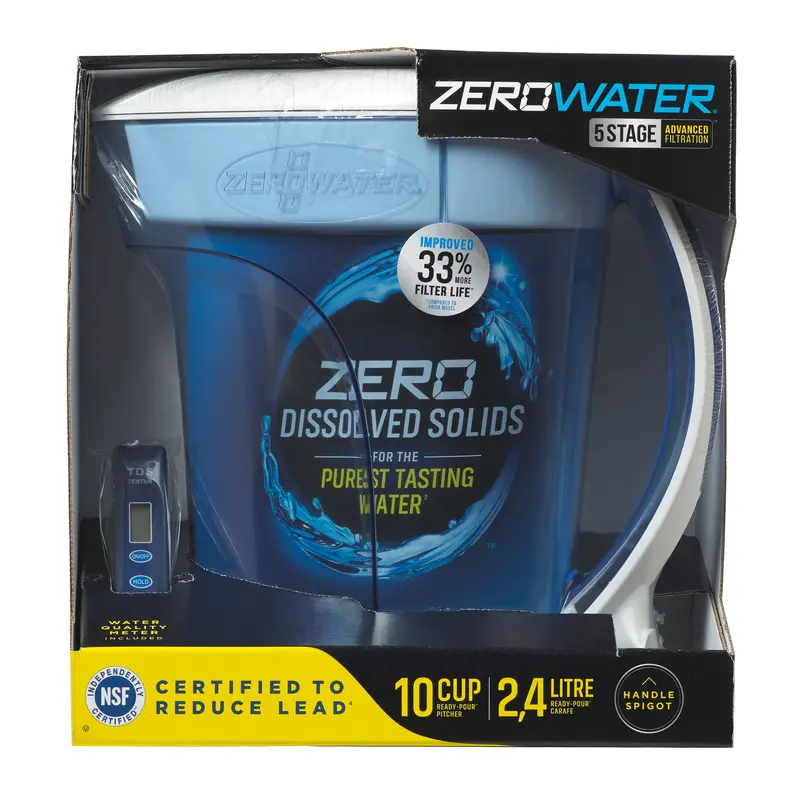ZeroWater Ready-Pour 10 cups Blue/White Water Filtration Pitcher - Open Box