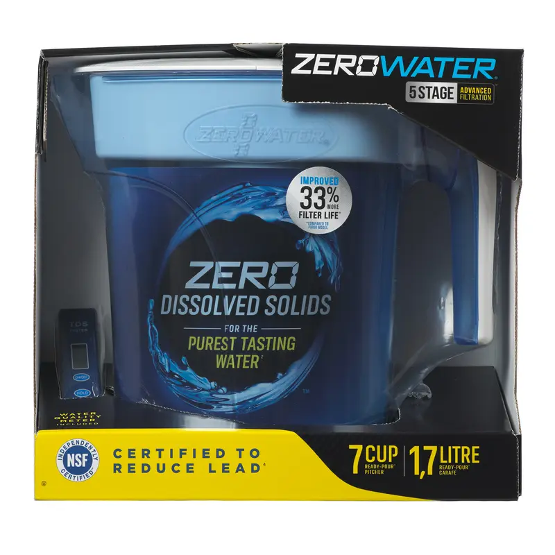 ZeroWater Ready-Pour 7 cups Blue Water Filtration Pitcher - Open Box