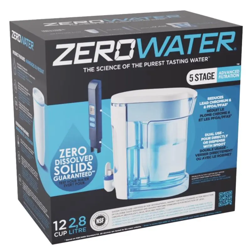 ZeroWater Ready-Read 12 cups Blue/White Water Filtration Pitcher - Open Box