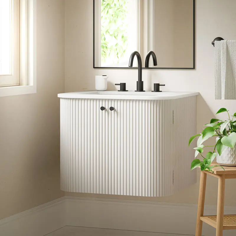 Zia 24" Wall-Mount Bathroom Vanity with Marble Sink by Modway