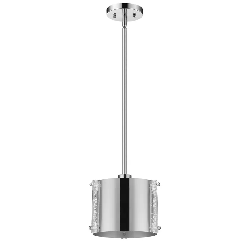 Zoom 1-Light Polished Stainless Steel Pendant With Seeded Acrylic Accents By Homeroots