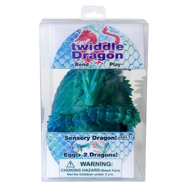 Zorbitz Twiddle Dragon in Egg 3D Printed Toy Green